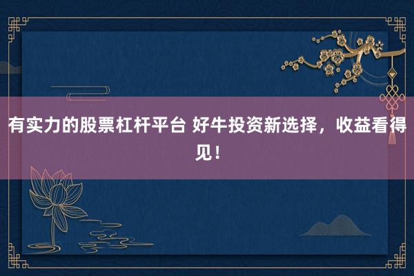 有实力的股票杠杆平台 好牛投资新选择，收益看得见！