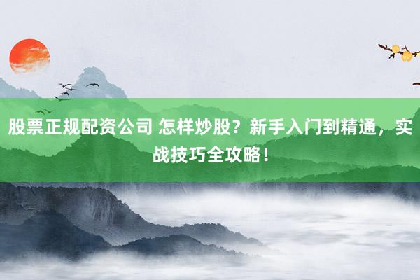 股票正规配资公司 怎样炒股？新手入门到精通，实战技巧全攻略！