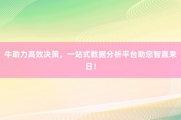 牛助力高效决策，一站式数据分析平台助您智赢来日！