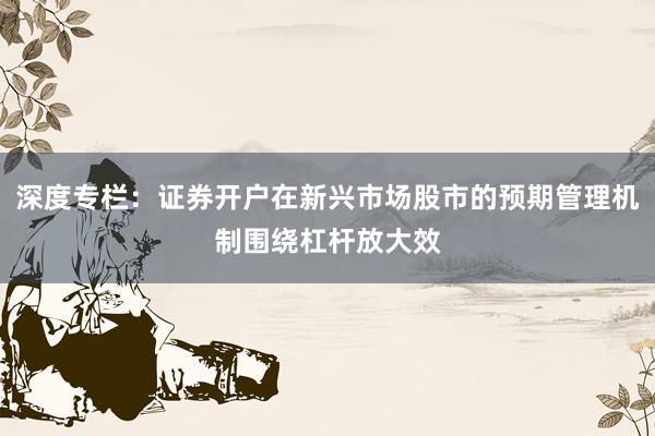 深度专栏：证券开户在新兴市场股市的预期管理机制围绕杠杆放大效
