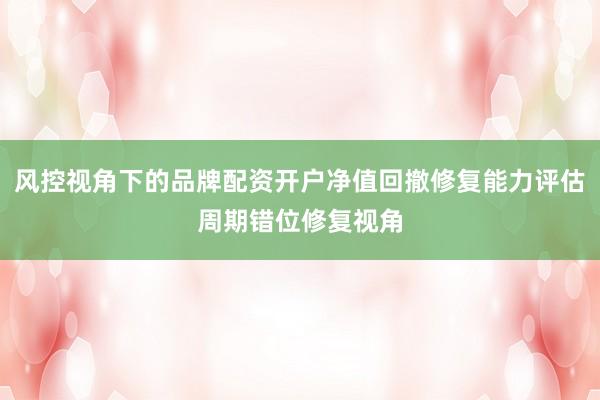 风控视角下的品牌配资开户净值回撤修复能力评估周期错位修复视角