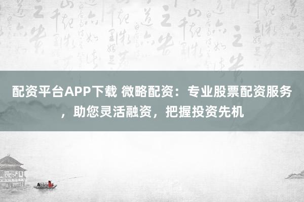 配资平台APP下载 微略配资：专业股票配资服务，助您灵活融资，把握投资先机