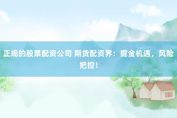 正规的股票配资公司 期货配资界：掘金机遇，风险把控！