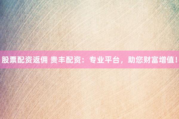 股票配资返佣 贵丰配资：专业平台，助您财富增值！